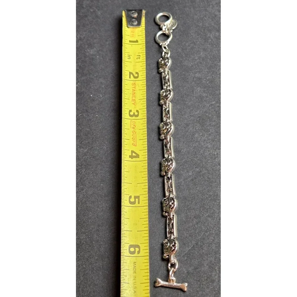 Cookie Lee Silver-Tone Dog Bone & Smiley Face Bracelet For Women
